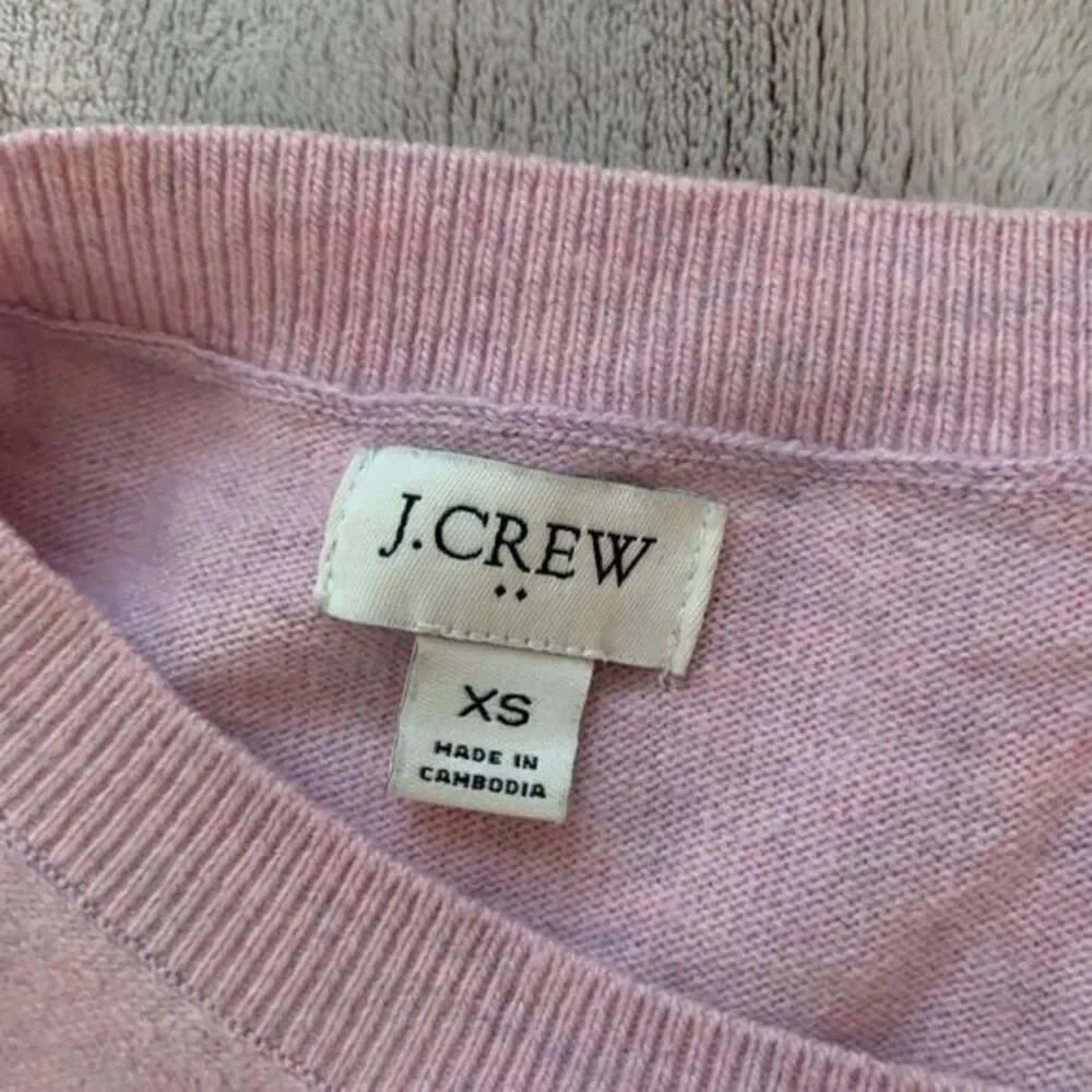 J.Crew Womens XS Sweater Lavender Pink Cotton Wool Blend Crewneck Tunic Side‎
